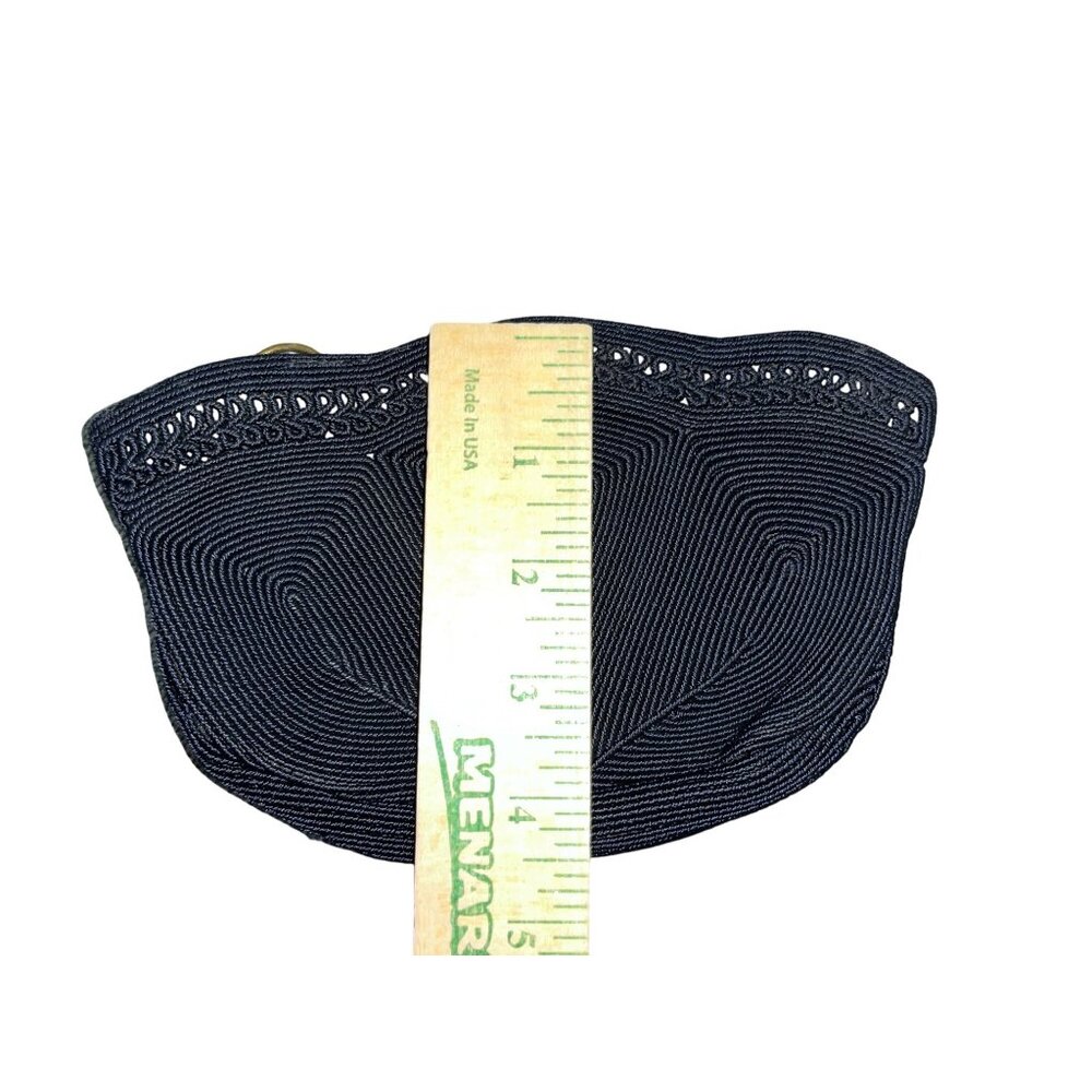 Vintage Cordé Black Corded Purse – Geometric Design – 1940s–1950s – Tiny Clutch - Picture 7 of 8